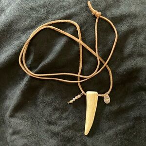 Deer Antler tip WISH 15 1/4” Drop on leather strand. (MALE OR FEMALE ITEM)